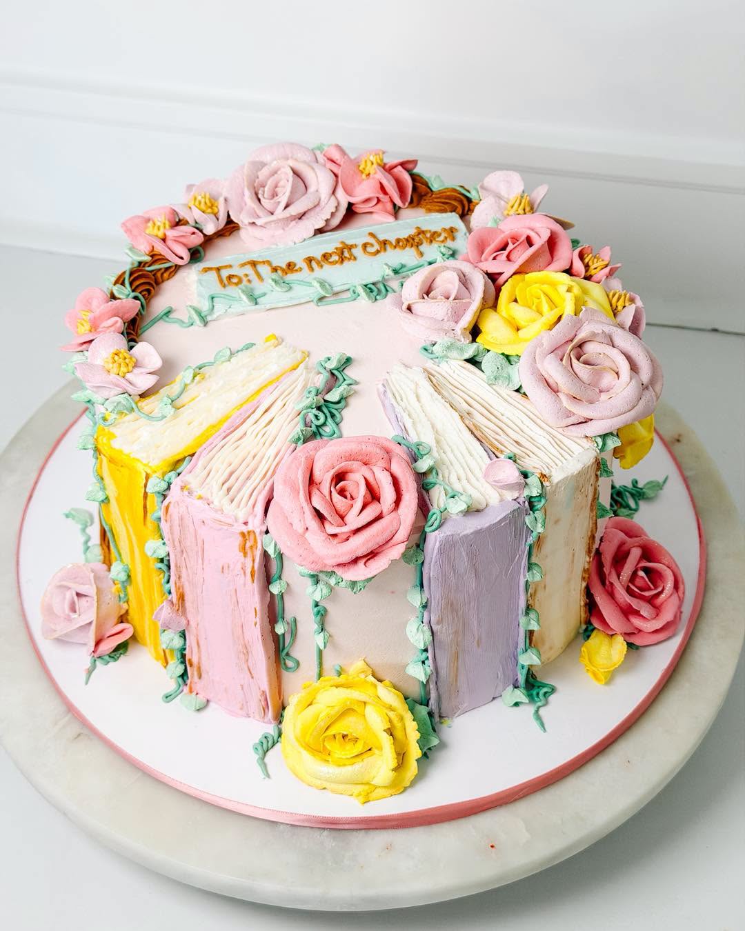 Colorful floral celebration cake