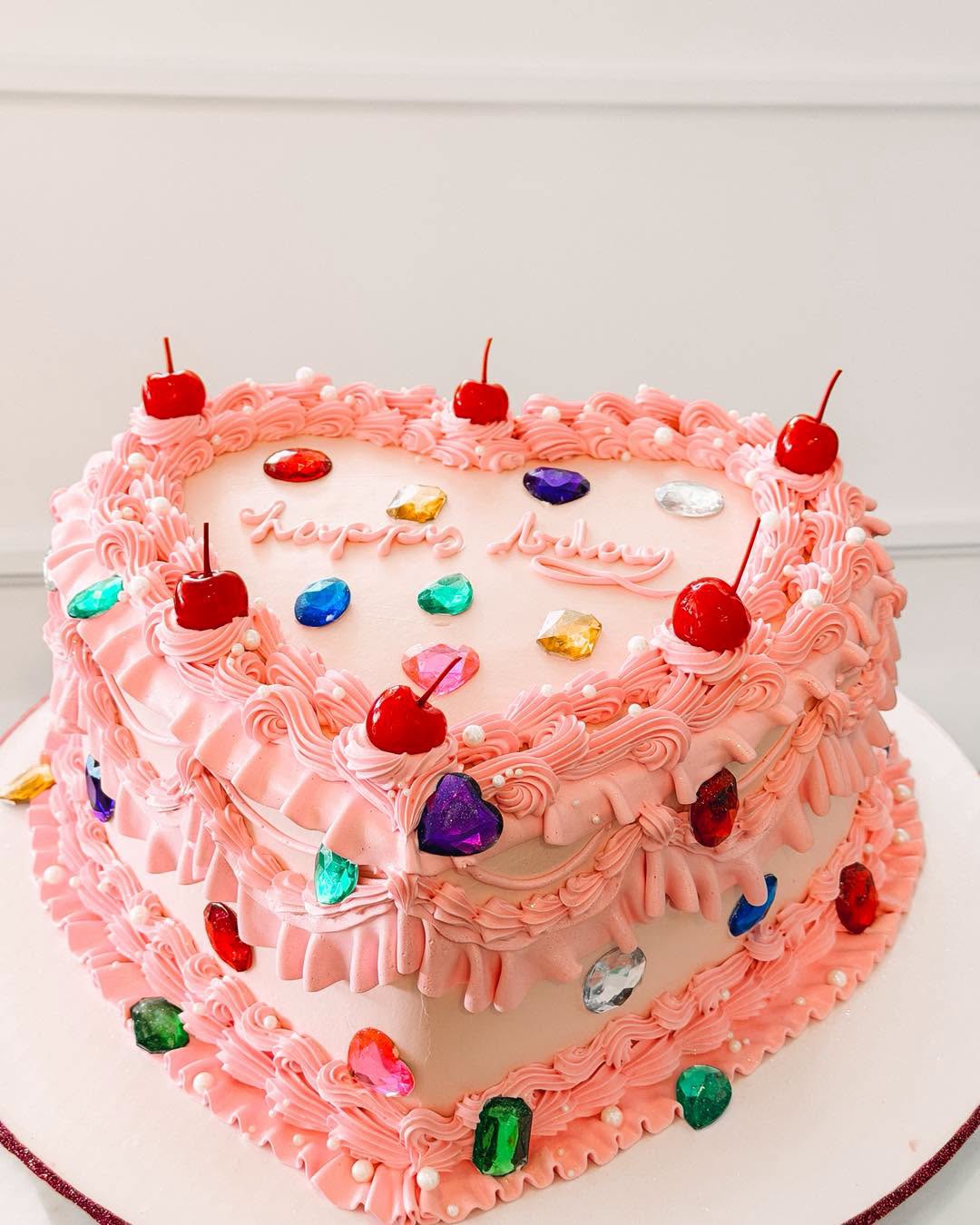 Pink cherry and jewel celebration cake