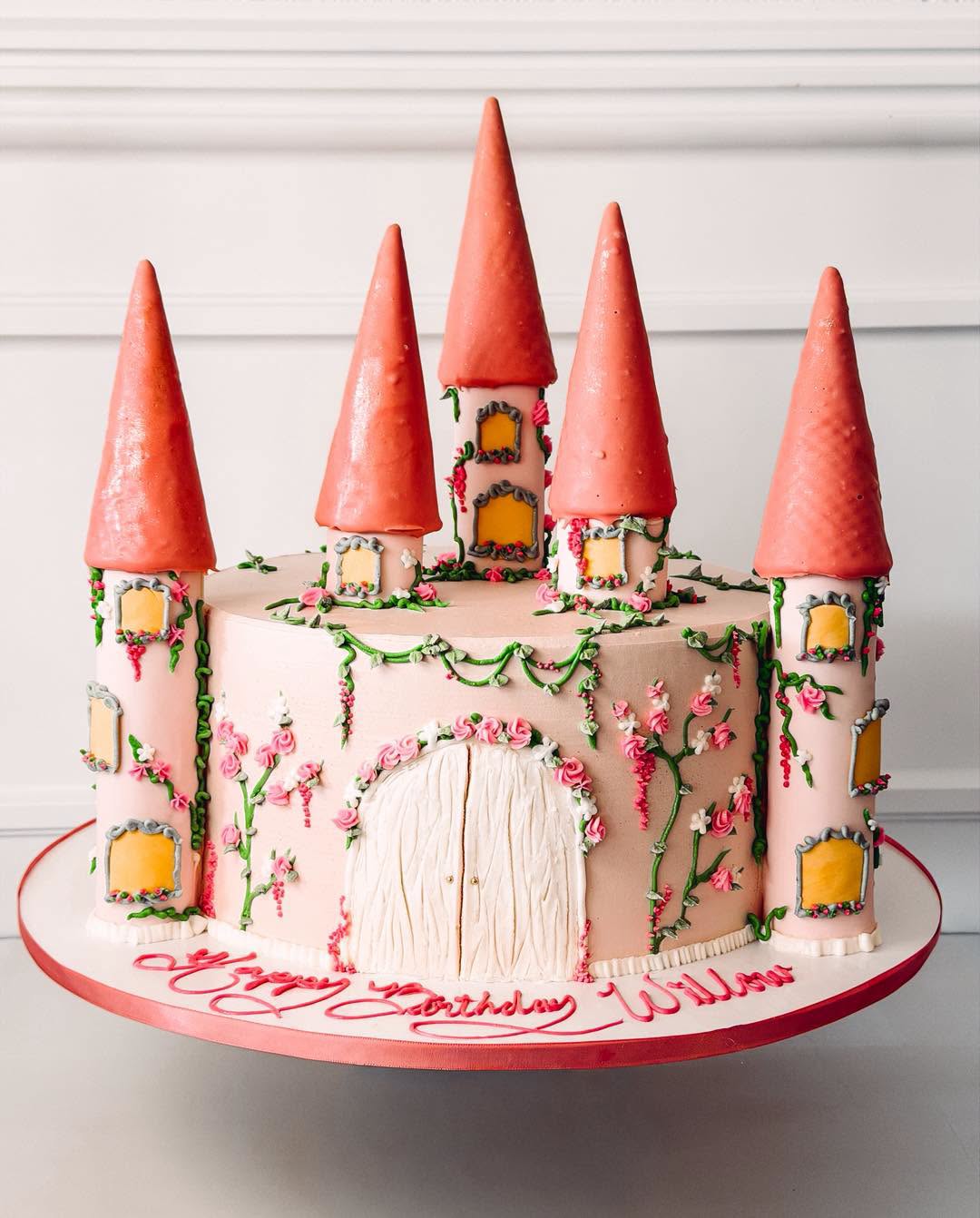 Pink castle celebration cake